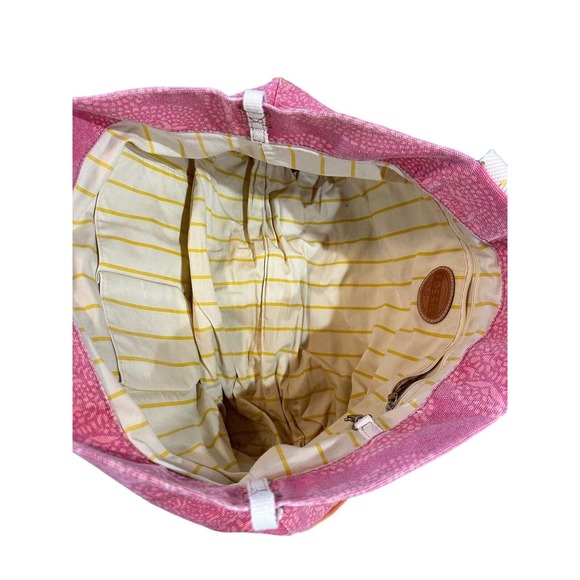 Fossil Lena Canvas Pink Orange Large Double Handles Tote Bag Overnight Carry All - Picture 6 of 16